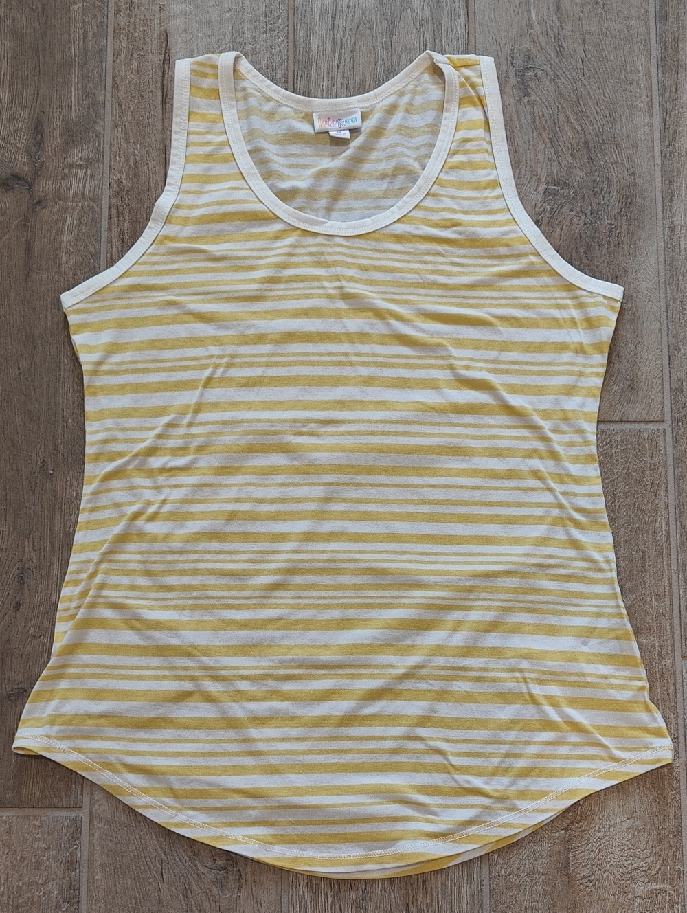EUC Lularoe Yellow And White Striped Tank Top